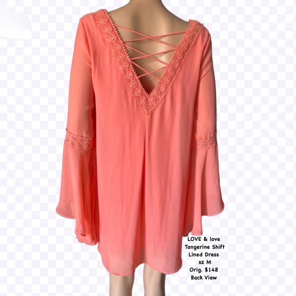 LOVE & love  Tangerine Shift  Lined Dress  sz M - Picture 2 of 8